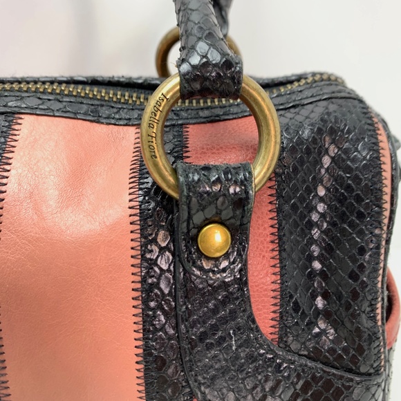 ISABELLA FIORE Leather Pink Black Handbag Purse - Picture 8 of 14